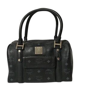 Authentic MCM Black Satchel with Silver Accents